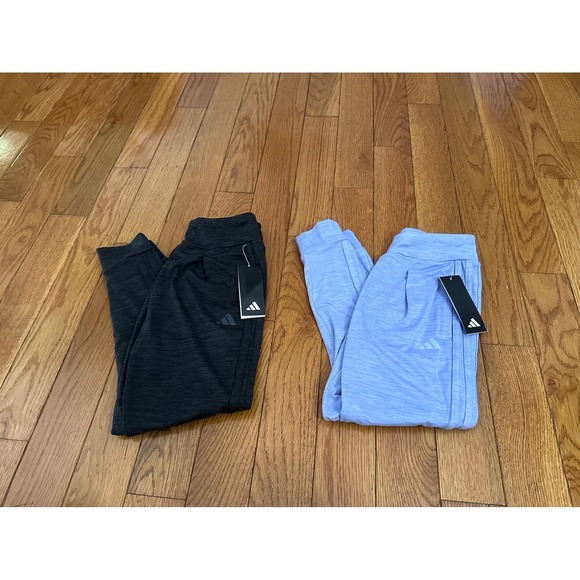 New bundle 2 Adidas Kids 3 Stripe Cuffed Jogger Pants Set Size S gray & purple - Picture 1 of 12